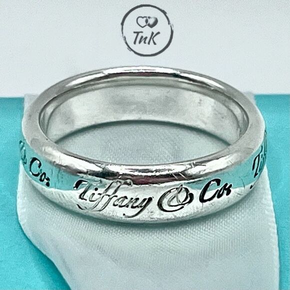 Tiffany & Co. Wide Notes Script Silver Ring - Sz 7.5 - Picture 7 of 16